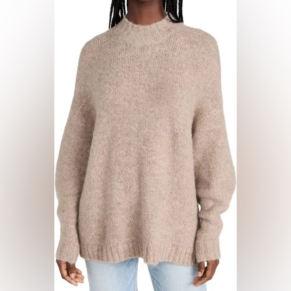 Revolve Pistola Carlen Mock Neck Alpaca-Blend Sweater size XS in taupe brown